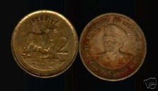 LESOTHO 2 LISENTE KM-17 1985 BULL KING MOSHOESHOE II COIN MONEY LOT X 100 PCS