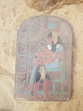 Rare Antique Ancient Egyptian Stela Queen Sitting Throne with Son King 2480 BC