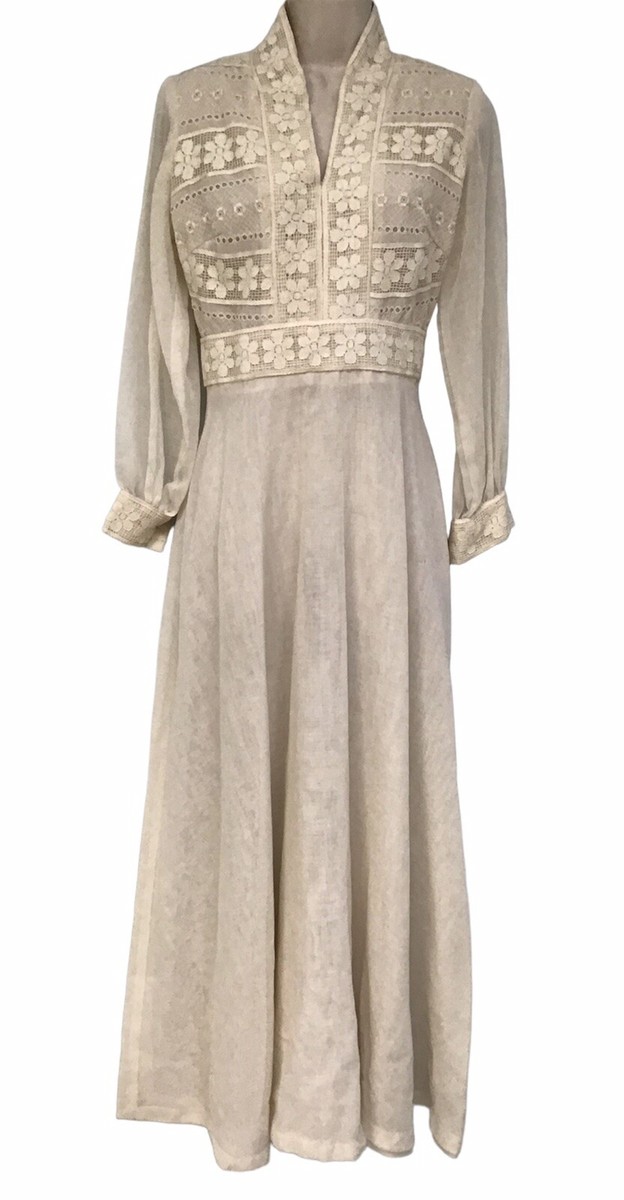 avalon classics dress B. Altman Maxi Vintage 70s Wedding Cottage Core Romantic 8 the wearer can see