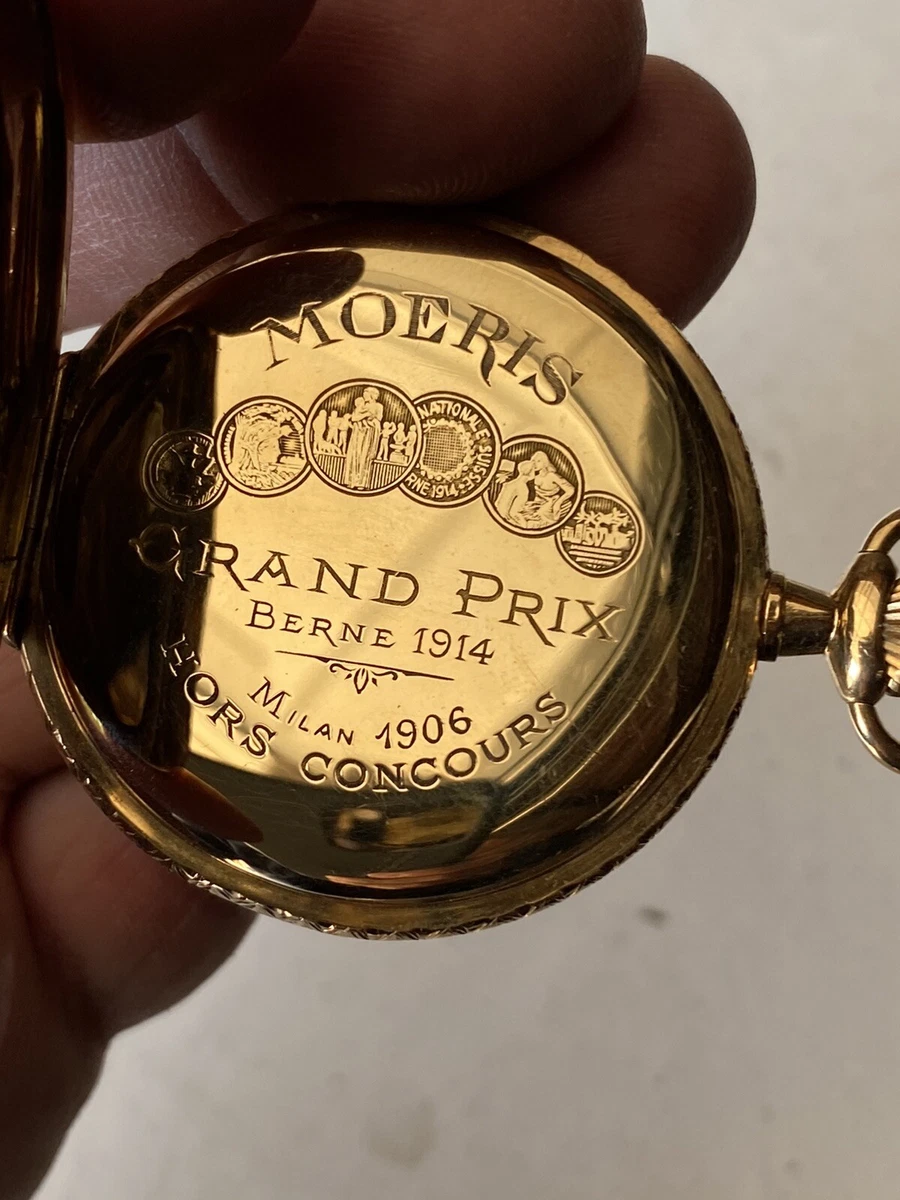 Antique Pocket Watch 18 Karat Gold Moeris Grand Prix Berne 1914