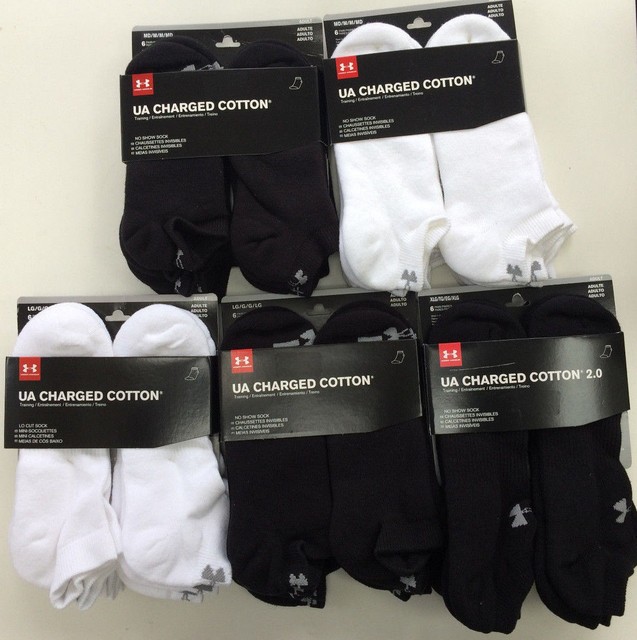 ua charged cotton 2.0 no show socks