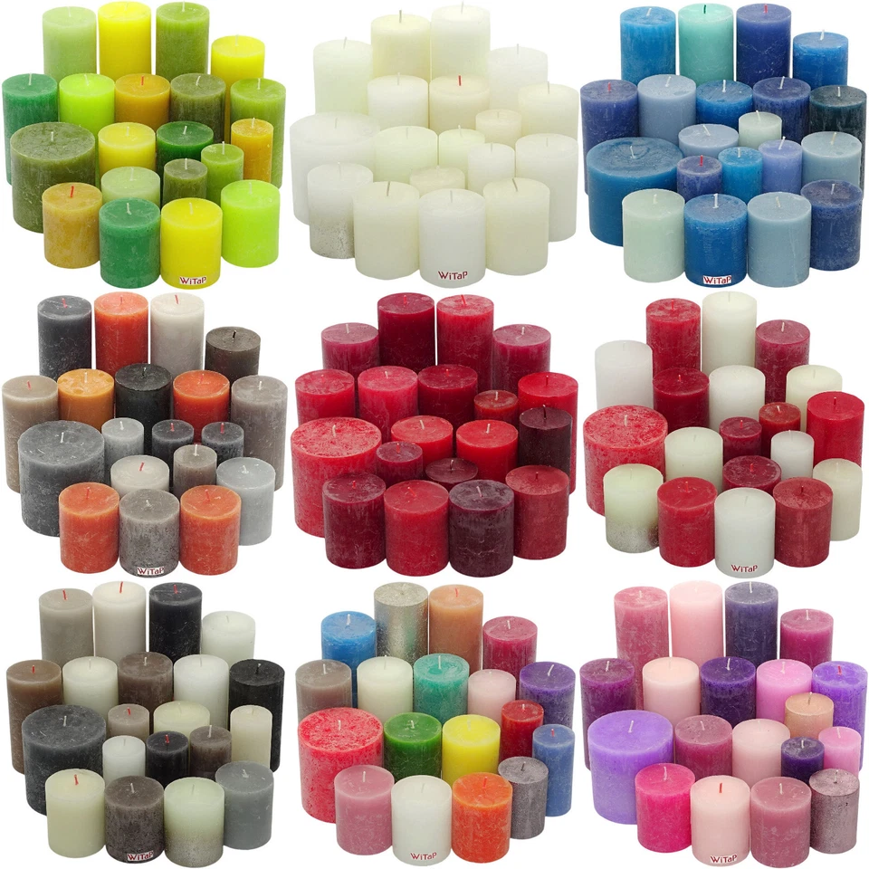 6 kg Rustic Stumpenkerzen Set Kerzen Paket Mix Rustik gemischt nach Farben - Bild 3 von 4