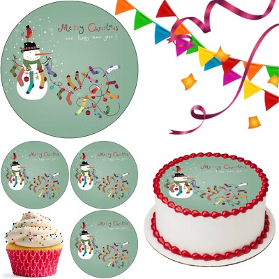 Weihnachten Schneemann Tortenaufleger Party Deko essbar Geburtstag Feier Cupcake
