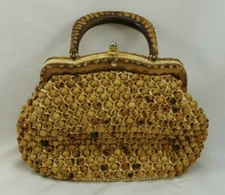 VINTAGE STYLECRAFT MIAMI ITALY WOOD BEADED PURSE