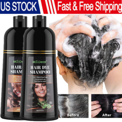 500ml Hair Dye Color Shampoo Instant Fast Permanent Natural Coconut Dye Color