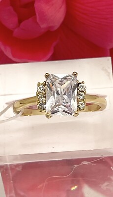 Smaragd Gold Ring cz Zirkonia Damen Akzente 18kt Stahl Verlobung 1876