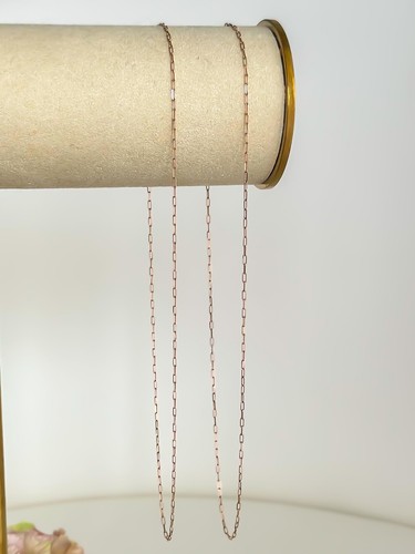 14k Solid ROSE GOLD Paper Clip Chain 1.5mm 2mm Necklace Paper Clip 16" 18" 20" - Picture 5 of 28