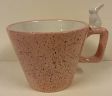 Potter's Studio Pink Speckled Ceramic Mug Cup with Bunny Easter 12 oz NEW