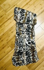 5th Culture Snake Print Dress Bodycon One Shoulder Ruched Size S Reduced