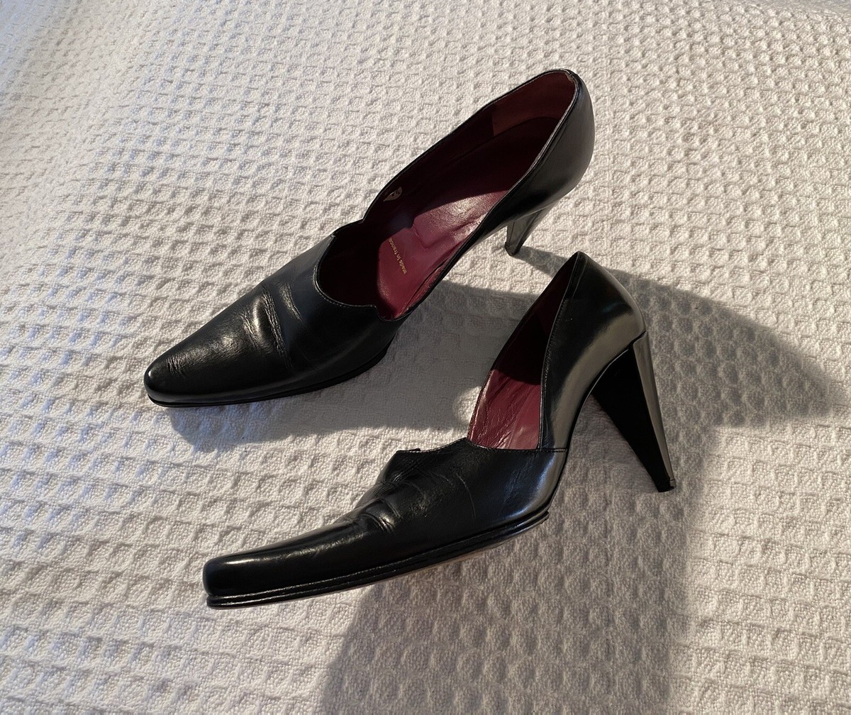 gorgeous vintage ROBERT CLERGERIE Black Leather Pointed Toe High Heels  Pumps