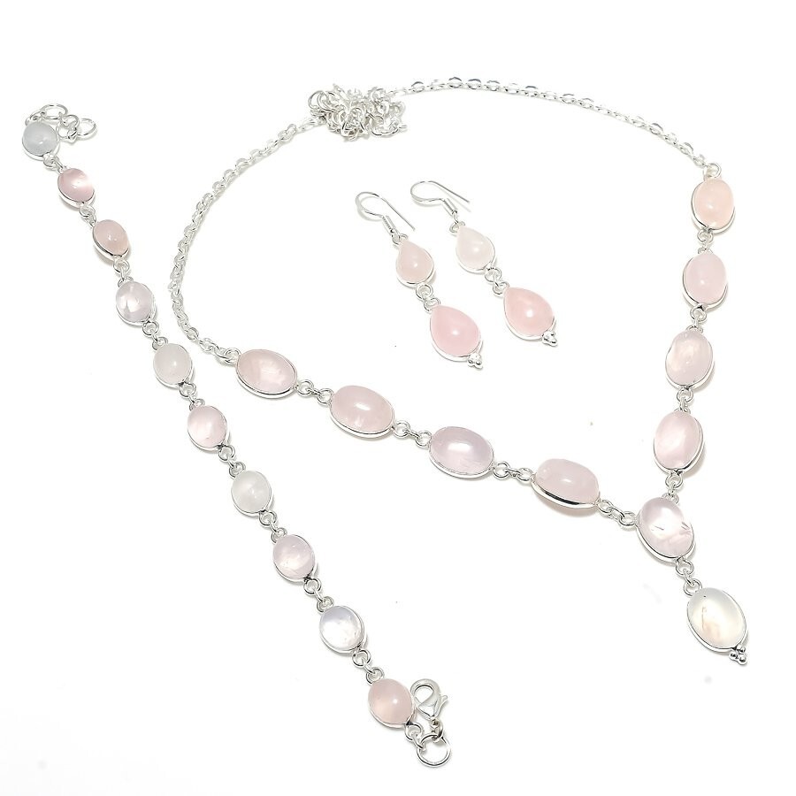 Collar,Pulsera Y Pendiente Plata de ley 925 Hecho a mano juego joyas para mujer