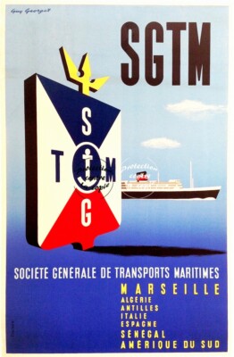 PAQUEBOT FRANCE Rabq-POSTER HQ 50x70cm d'une AFFICHE VINTAGE