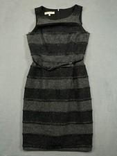 Evan Picone Dress Womens 8 Black Fringe Pencil Sheath Sleeveless Work Casual