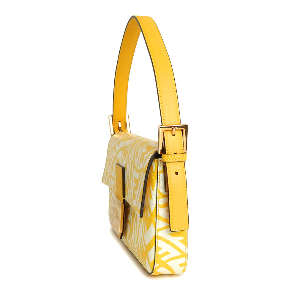 FENDI Baguette 1997 Handbag PVC Coated Canvas Mimosa (Yellow