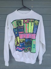 Paris France 1980's Neon Graphic by Principal Sweatshirt Sz XL HTF RARE TANGS