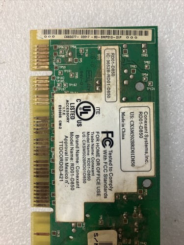 Conexant RD01-D850 PCI V92 56K Dial-Up Data Fax / Modem CARD ~ - Picture 5 of 6