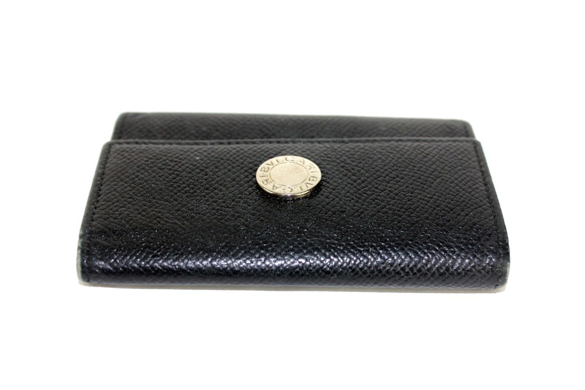 AUTHENTIC BVLGARI BLACK LEATHER 5 HOOKS KEY HOLDER KEY CASE ITALY