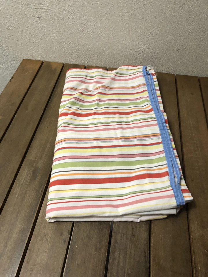 "Sábana plana de tamaño completo a rayas Ralph Lauren Harbor View 80x94"" multicolor VNT Foto 3 de 4