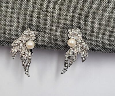 Earring Jj Jewelry On Gorgeous Faux Diamond Pearl Clip On Earrings
