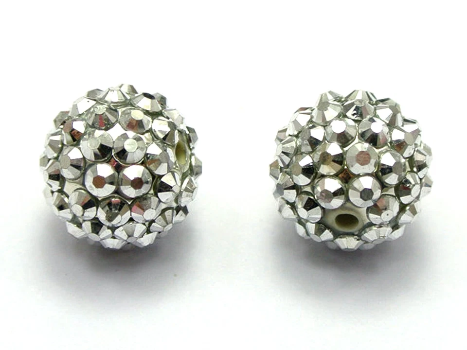 Cuentas espaciadoras de 16 mm de plata con diamantes de imitación pavé DISCO Foto 2 de 4