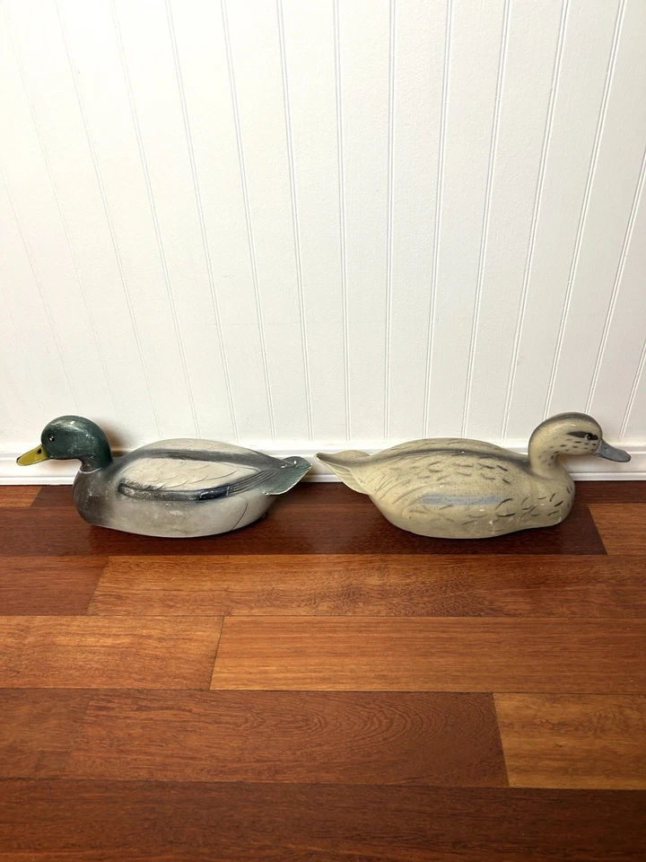 1954 Fairfax 14" Featherlite STM 55 Duck Decoy Set Of 2 Mallard - Hen and Drake - Image 3 of 4