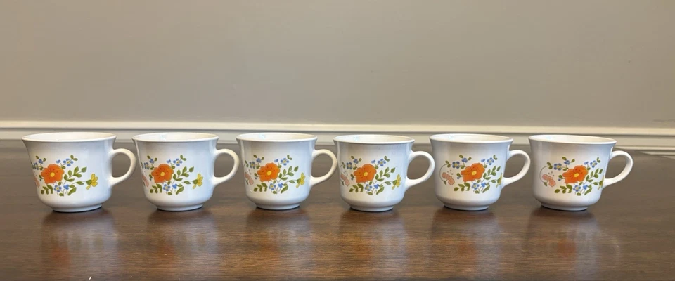 Juego de 6 tazas planas florales vintage Corelle CORNING flor silvestre Foto 2 de 4