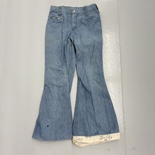 Vintage 70s Wrangler Blue Thin Bell Bottom Jeans 25x26 1970s True Vintage