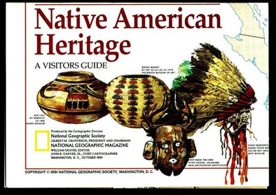 National Geographic Map1991-10 October NATIVE AMERICAN HERITAGE & GUIDE EUC A3+