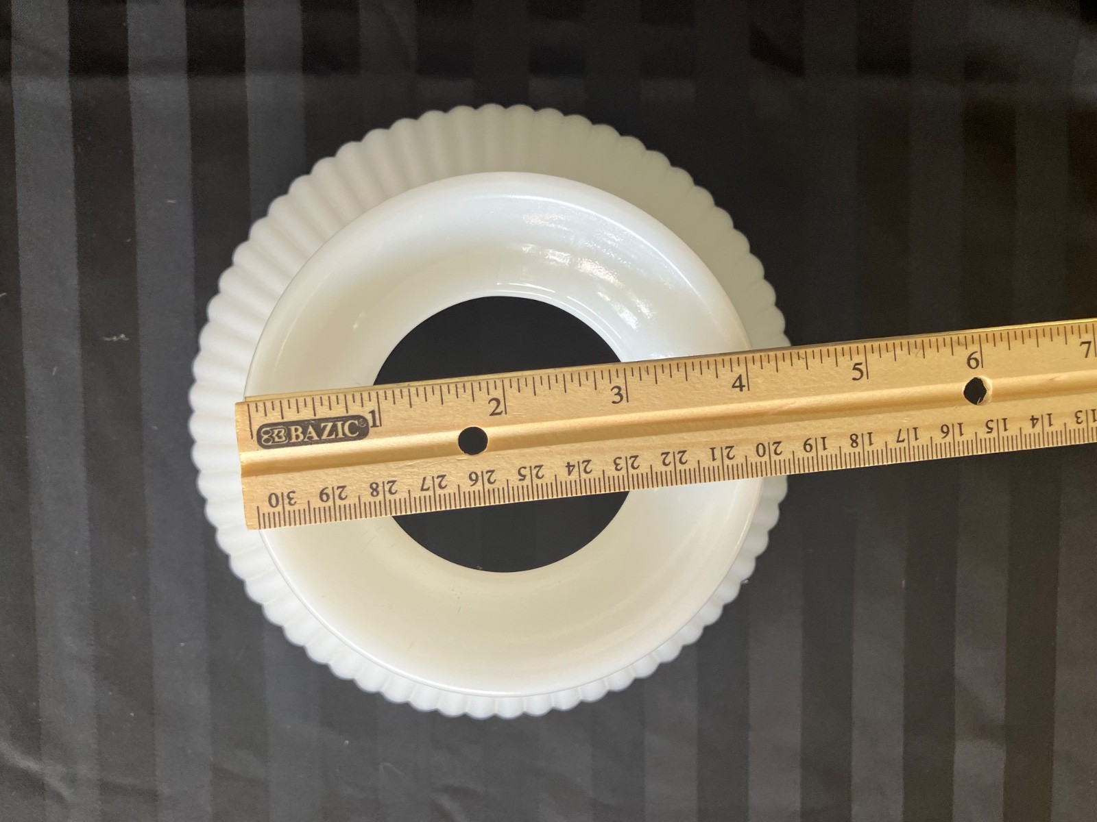 Vintage milk glass ribbed glass student lamp shade