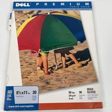 DELL Premium Photo Paper High Gloss Acid Free 18 Sheets 8.5"x11" 94 Bright 8 mil