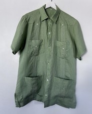 Linen 4 Pocket GUAYABERA Green Size M