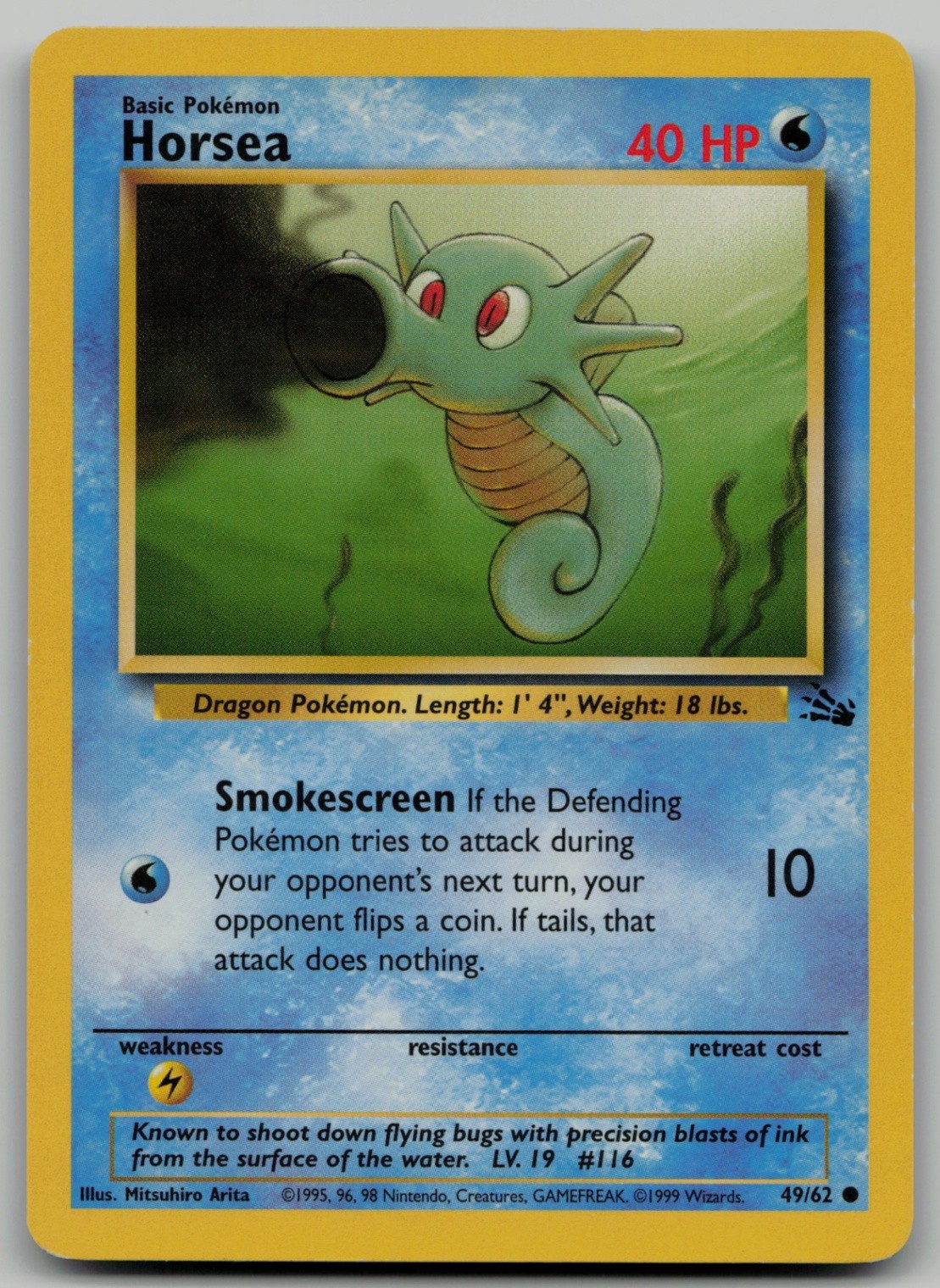 Horsea Common Fossil 49/62 NM