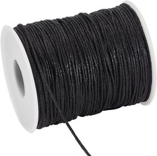 100 Yards 1mm Waxed Cotton Cord, Black Waxed String Beading Thread Roll Spool...