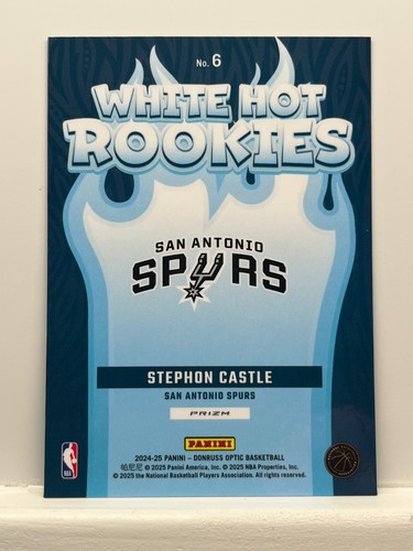 2024-25 Donruss Optic - Stephon Castle; White Hot Rookies Purple Prizm (RC) #6 - Foto 2 di 2