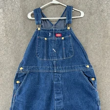 Dickies Overalls Mens 40x32 Blue Dark Wash Denim Outdoor Farmers Workwear