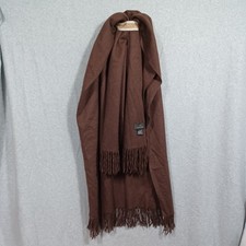L Pure 100 Cashmere Brown Throw With 4 Inch Fringe 60x50 Inches