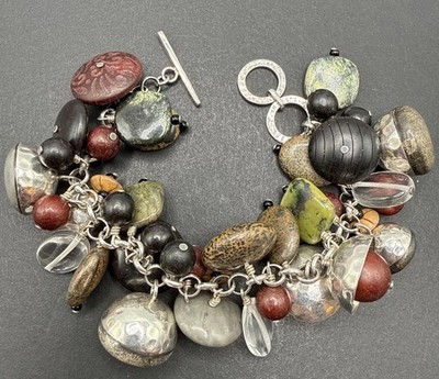 SILPADA Sterling Silber 925 Multi Holz & Stein Cha Cha Armband B2003 8'' J6