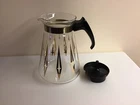 VTG. PYREX Clear Glass STARBURST Coffee Carafe 24 oz With Lid.