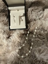 Custom South Sea Saltwater Pearl Necklace & Earrings Set 925 Sterling Silver