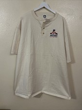 vintage 80s ATARI Games Off WHITE SOFT VIDEO GAMES 3 Button shirt Size 2XL Rare