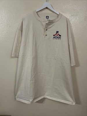 vintage 80s ATARI Games Off WHITE SOFT VIDEO GAMES 3 Button shirt