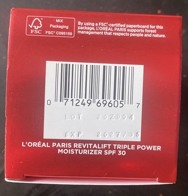 L'Oreal Revitalift Triple Power SPF30 Anti-Aging UV Moisturizer 1.7oz. Exp.05/27
