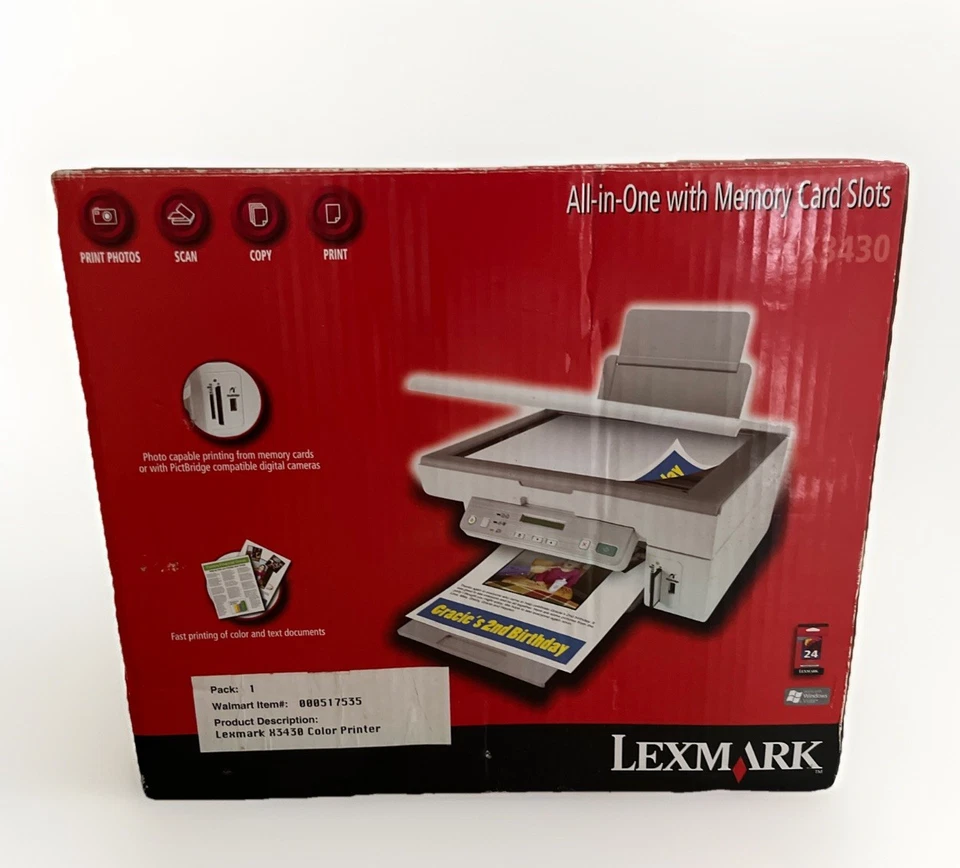 New In Box - Inkjet Printer Lexmark X3430 All-in-one In With Memory Card Slots - Image 2 of 3