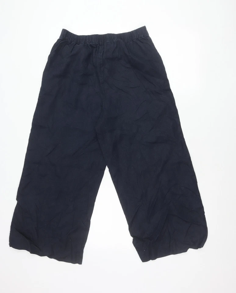 Phase Eight Women’s Black Linen Cropped Wide Leg Trousers UK 10 - Image 3 of 4