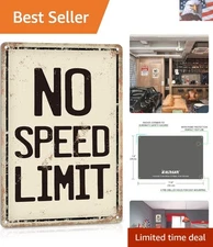 No Speed Limit Metal Signs Vintage, Funny Wall Art for Man Cave, Garage, Teen...