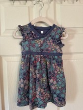 Tea Collection Toddler Girls Blue Floral Print Ruffle Sleeve Wrap Dress Size 2