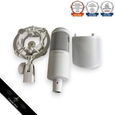 Audio-Technica AT2020 CWH Condenser Microphone XLR White Rare Japan Used