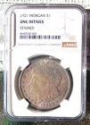 1921 Morgan Silver Dollar NGC UNC Details stained