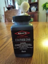 Kelly's Black Leather Dye 4 OZ Ounce Bottle with Swab Professional Grade 118 mL