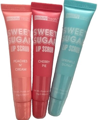 Beauty Treats Sweet Sugar Lip Scrub Set Cruelty-Free, 3 Scents 0.48 oz